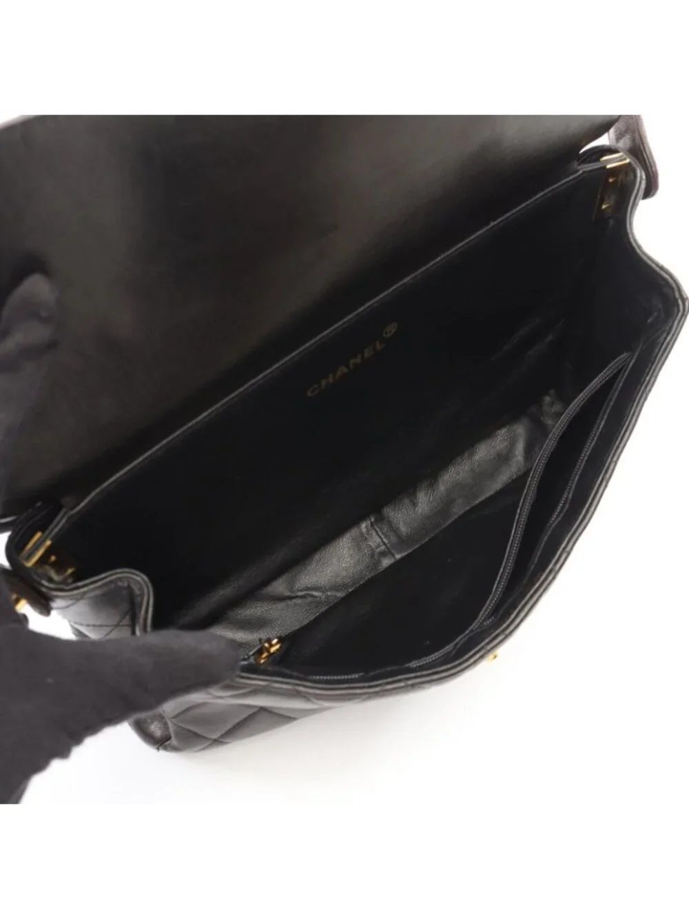 Chanel Quilted Face Black Lambskin Shoulder Bag